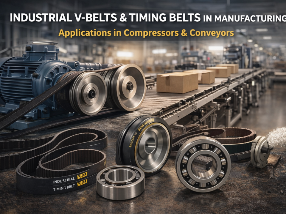 Industrial V-belts and timing belts for compressors and conveyors from Best Bearing Dealers in Pune