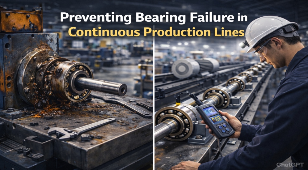 Bearing failure causing repeated machine downtime in manufacturing plants