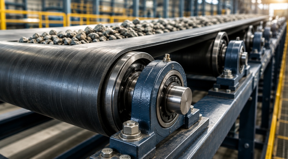 Conveyor system bearings improving industrial conveyor performance and efficiency
