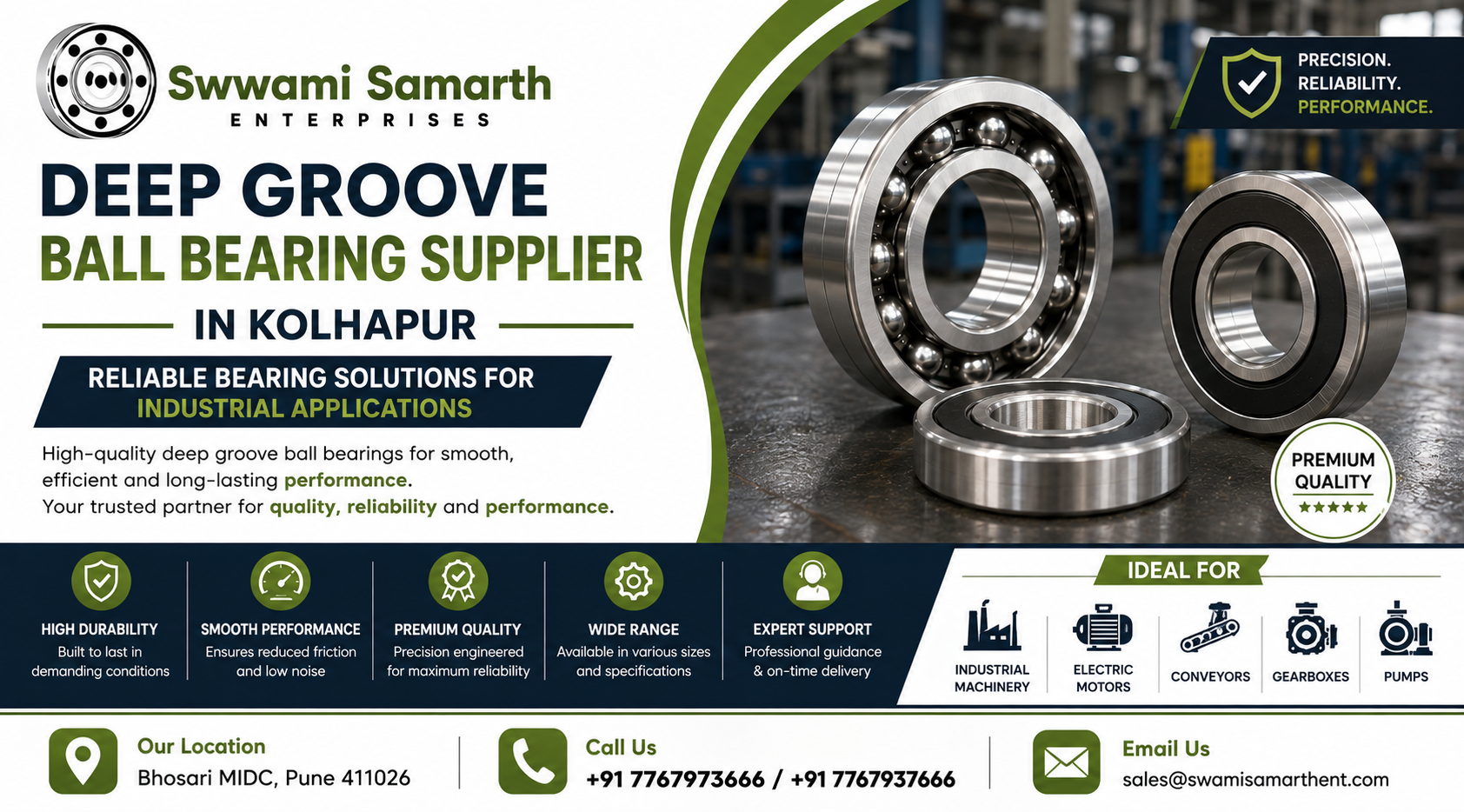 Deep Groove Ball Bearing Supplier in Kolhapur – Reliable Bearing Solutions for Industrial Applications