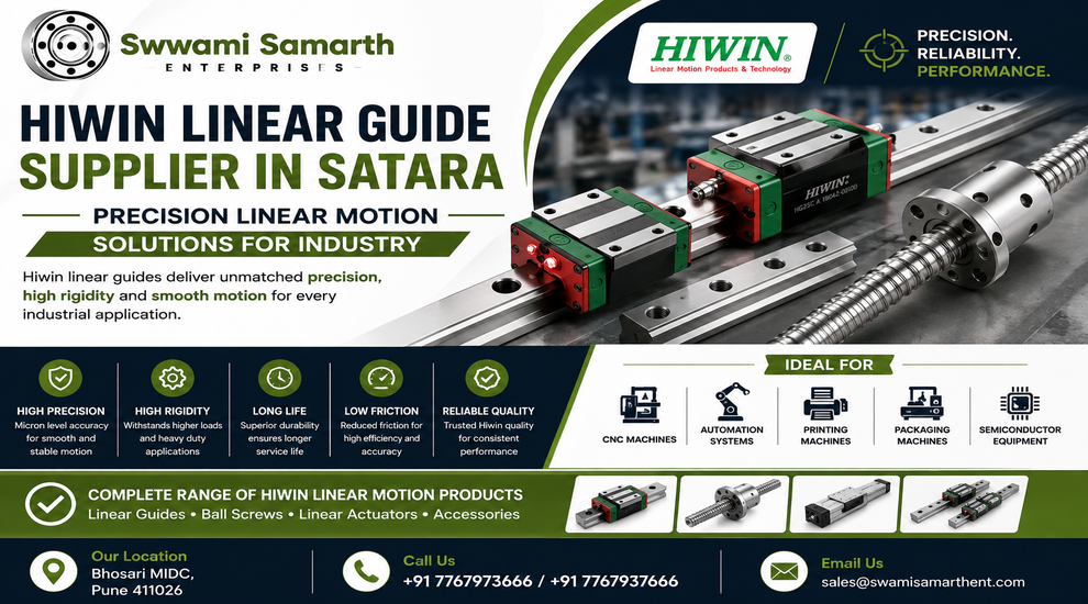 HIWIN linear guides and linear motion components supplied for CNC, automation and industrial machinery applications in Satara.