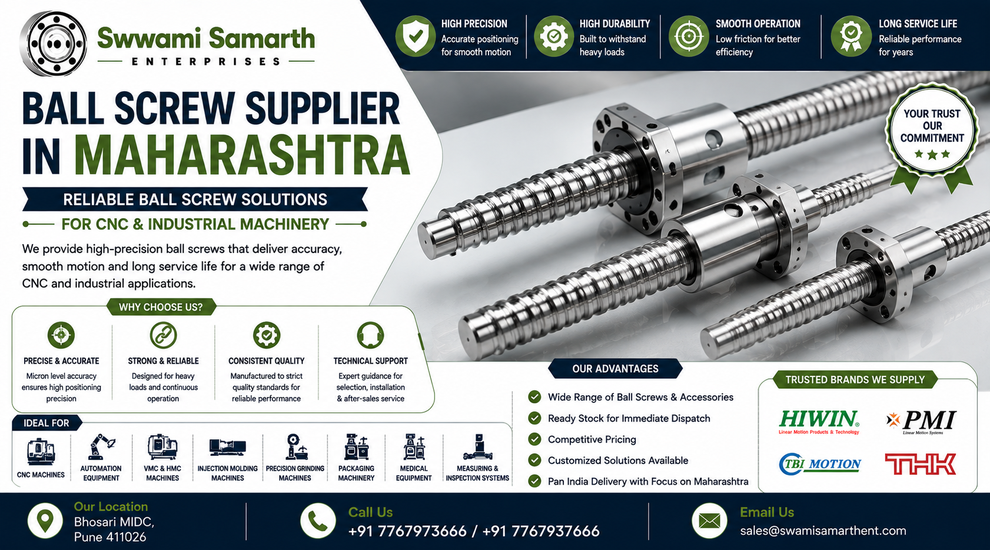 Ball screw assembly supplied for CNC machines, automation and industrial machinery in Maharashtra.