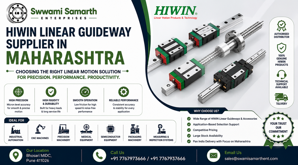 HIWIN linear guideways and linear rails supplied for CNC and industrial automation applications in Maharashtra.